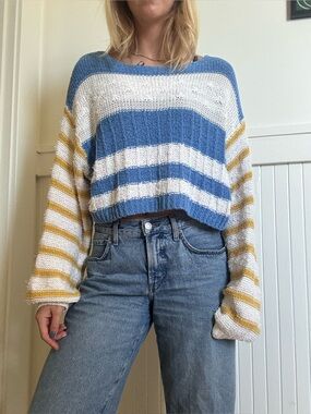 Striped Blue and Yellow Women's Sweater